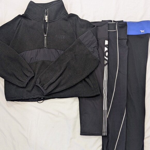 Lot of 4 Victorias Secret Activewear Women Sz Small PINK VSX Leggings Zip Up Top - Picture 1 of 16